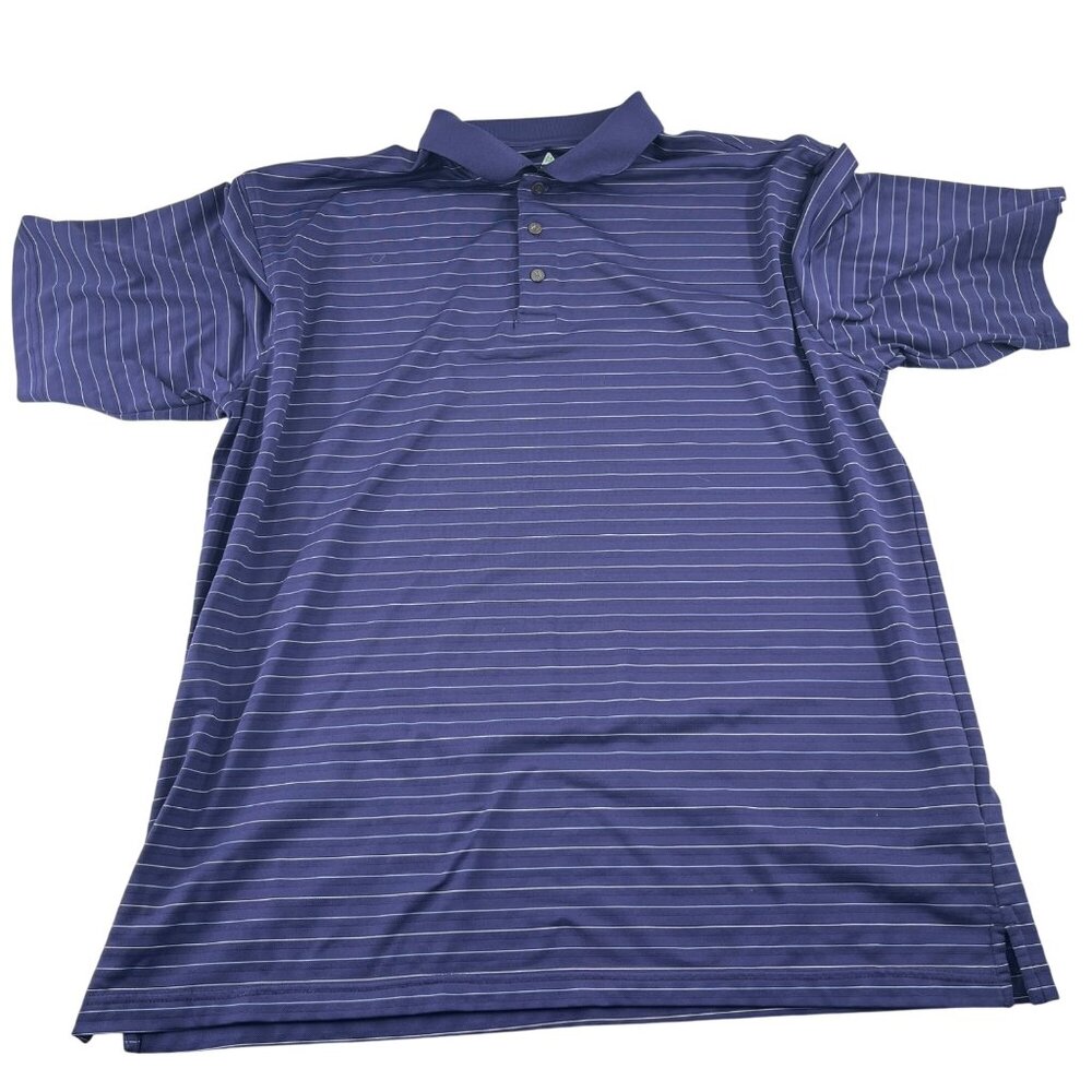 Bolle Mens Blue Striped Short Sleeve Polo Shirt XL Polyester/Spandex‎